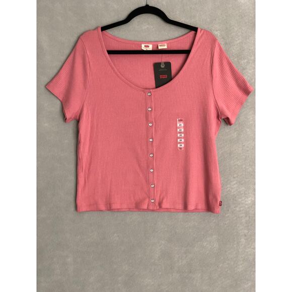 Levi's Women's 1X Short Sleeve Rach Top Pink NEW - Picture 1 of 5
